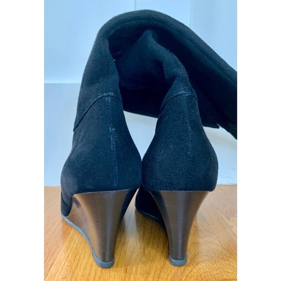 LK Bennett The Nancy Wedge Boot in Black Size 39 1/2 Knee-High Suede Western - Picture 4 of 6